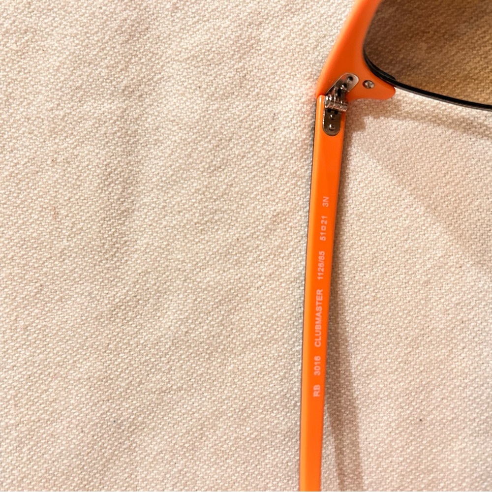 Ray-Ban Clubmaster Sunglasses — Brown Frames with Orange Temple Tips - Picture 3 of 5